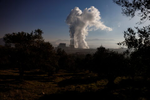 Smoke rises from Yatagan thermal power plant near southwestern town of Yatagan in Mugla province, Turkey, February 24, 2021.