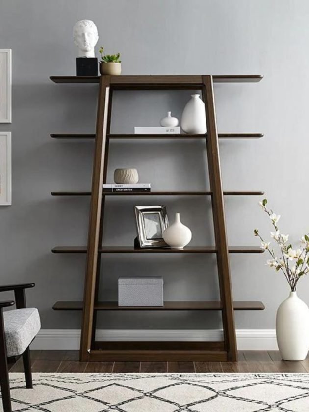 Dark Wood Open Shelving Sustainable Bookcase