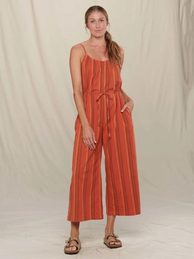 Stripey orange hemp playsuit