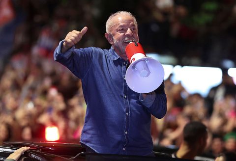Presidential candidate and incumbent President Luiz Inacio Lula da Silva of Brazil celebrates after the results of the general election day on October 25, 2026 in Sao Paulo, Brazil.