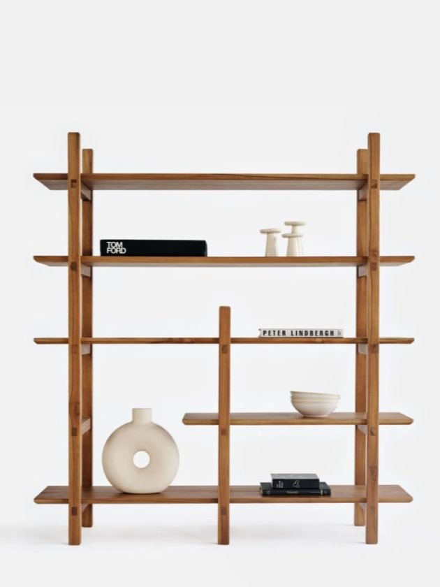 Dark teak wood sustainable bookshelf