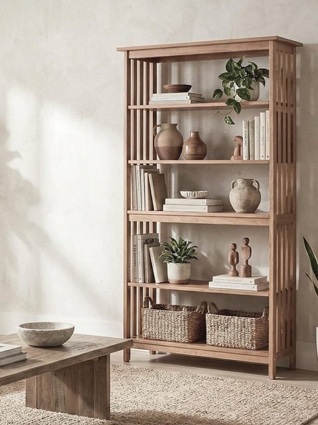 Natural wood non-toxic bookshelf from Healthier Homes