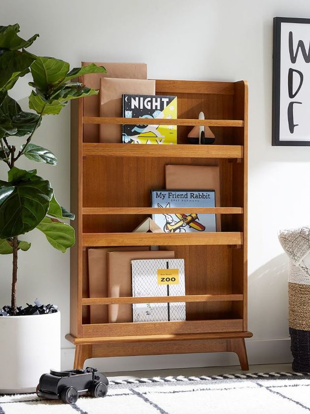 Mid-century modern non-toxic Greenguard certified kids bookshelf
