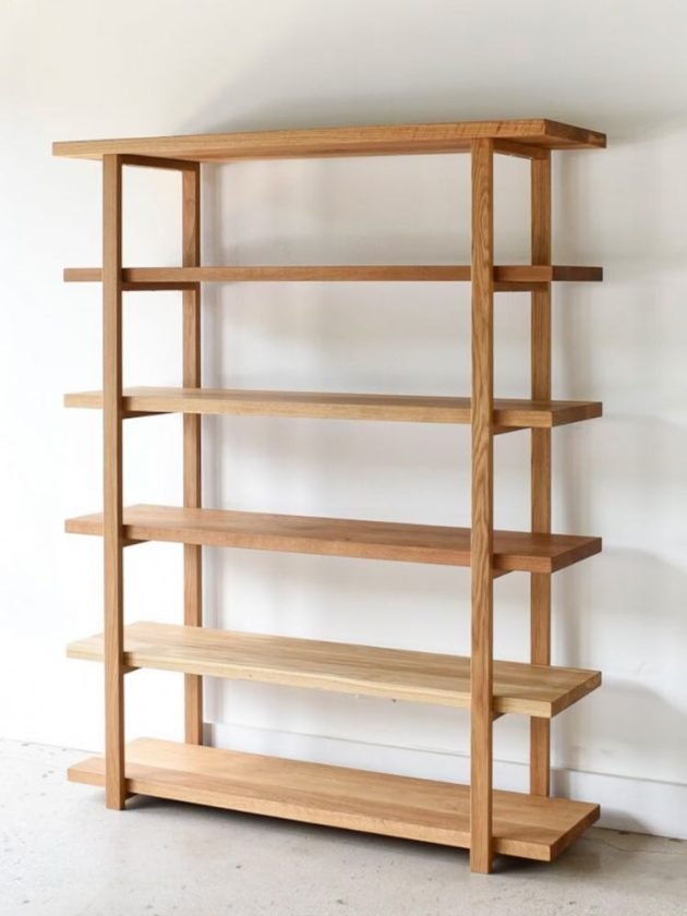 Oak wood non-toxic bookcase with open back